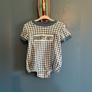Blue smocked gingham check Daddy’s Boy bubble